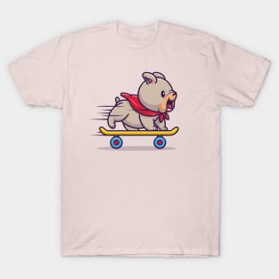 Cute Bulldog Playing Skateboard T-Shirt